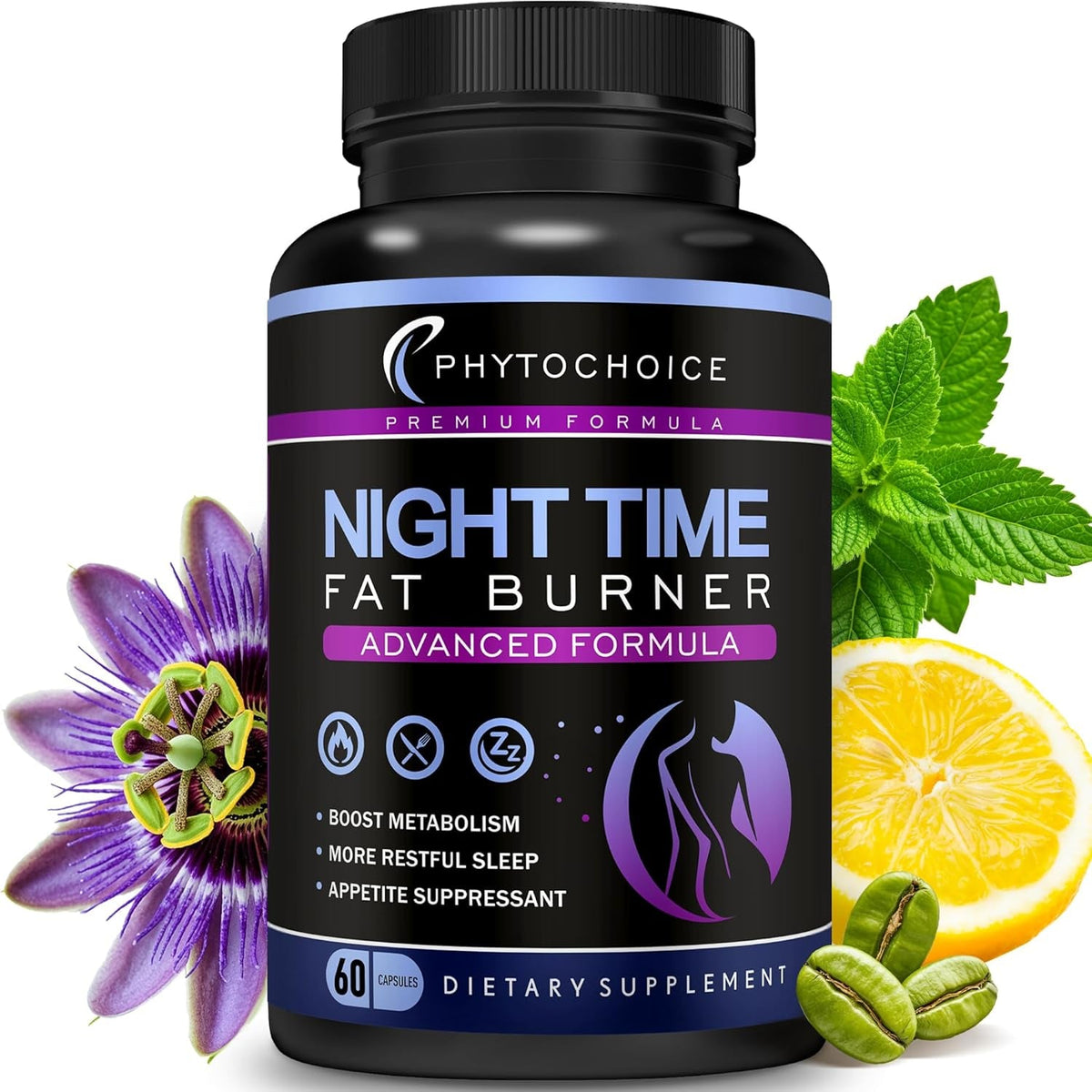 Night Time Fat Burner - Weight Loss Diet Pills with Magnesium Melatonin CLA L-Carnitine That Work at Night, Appetite Suppressant, Carb Blocker, Nighttime Metabolism Booster for Women and Men 60 Caps.