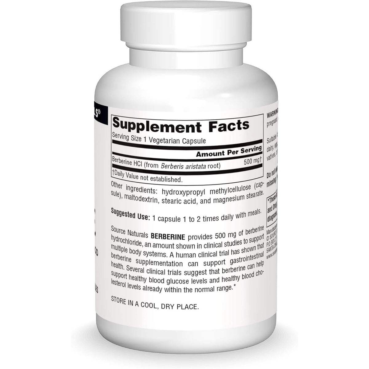 Source Naturals Berberine Vegetable Capsule, for Gastrointestinal Support* - 60 Vegetarian Capsules