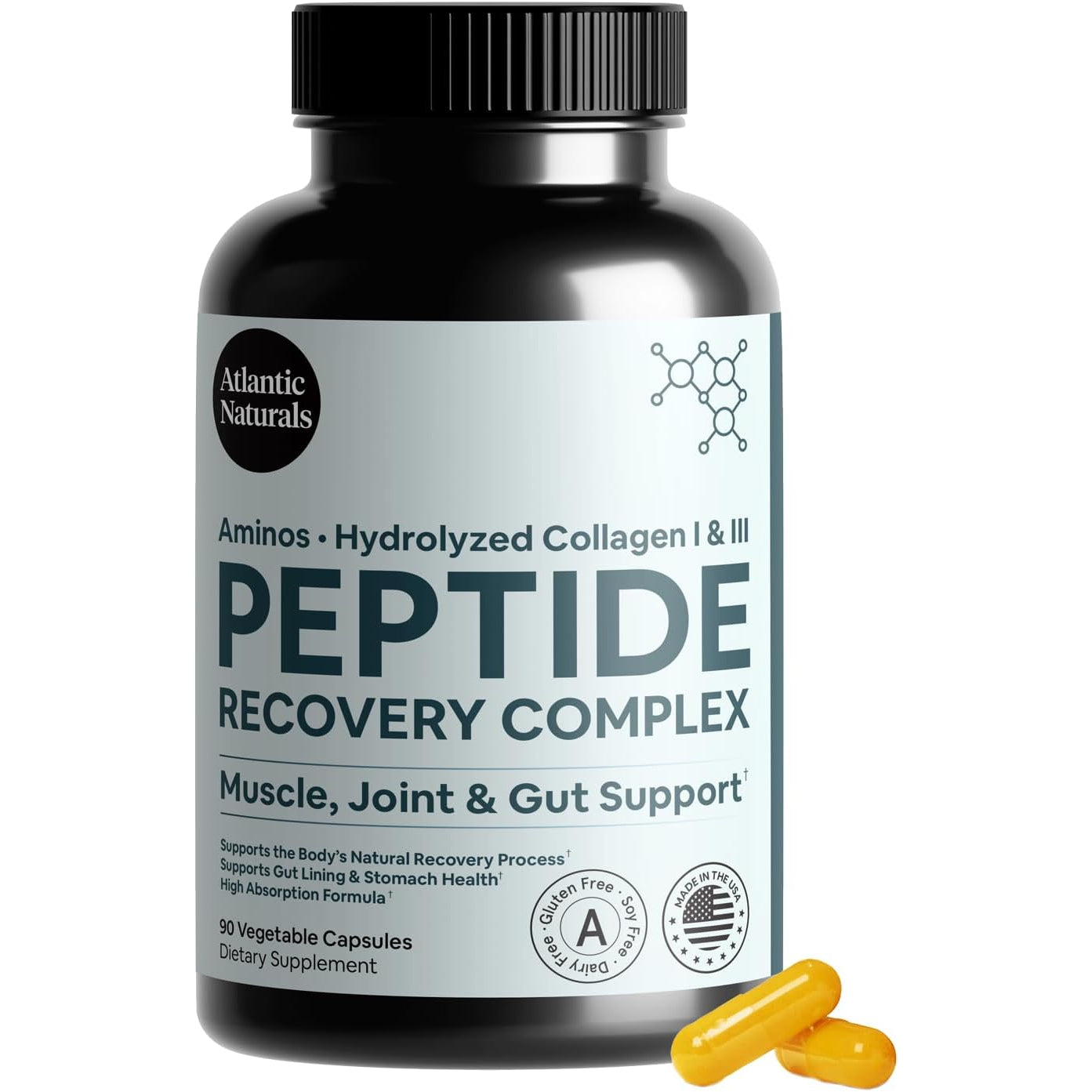 Peptide Recovery Complex – Advanced 157 Recovery Blend | Collagen Peptide Amino Support Formula for Muscle, Joint & Tissue Health | Post-Workout Recovery & Flexibility Support | 90 Capsules