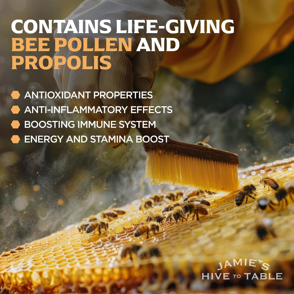 Jamie’S Hive to Table Raw Bee Pollen, 10 Oz – 100% Pure Bee Pollen – Harvested from Flowers, Naturally Dried for Freshness – Great for Smoothies, Oatmeal & Recipes