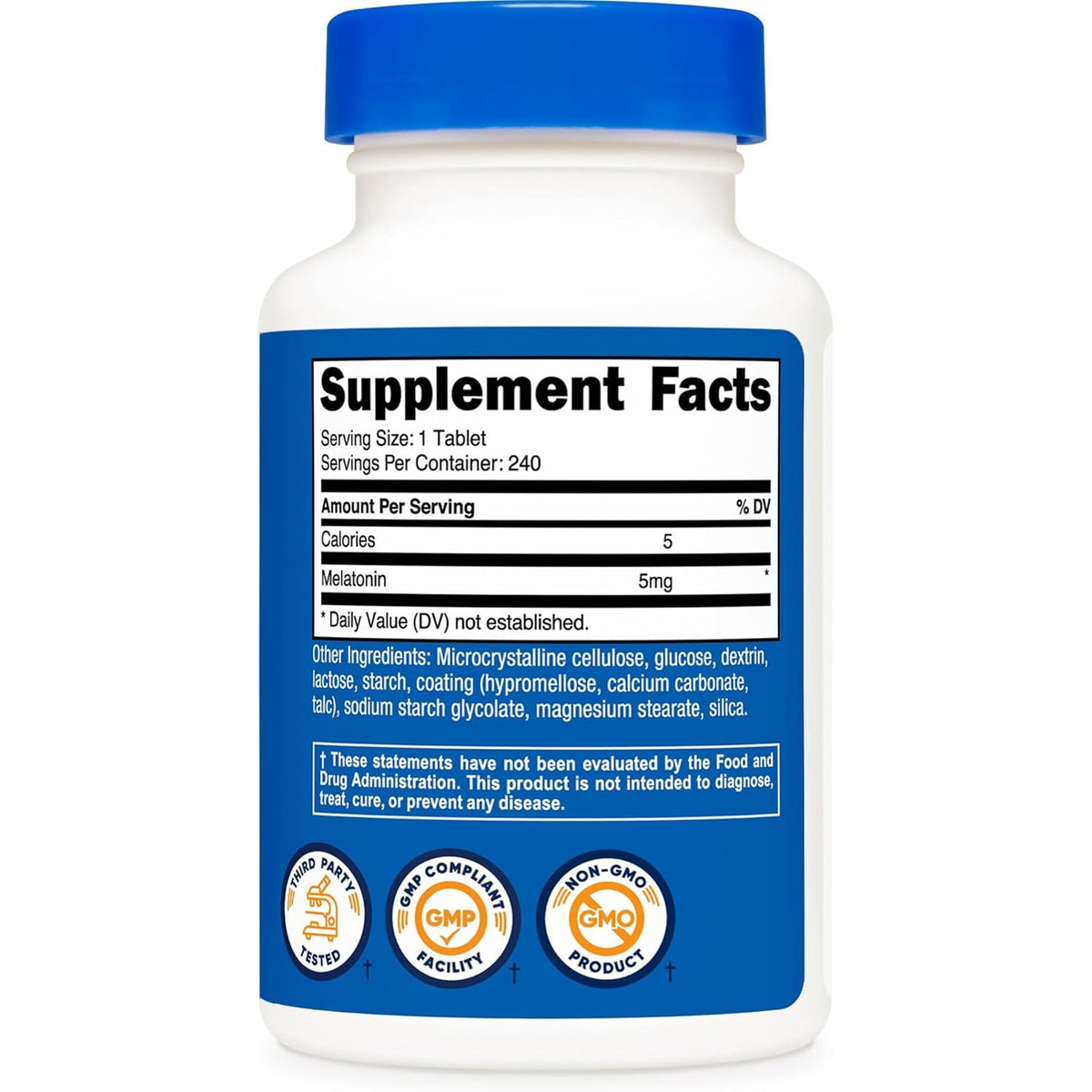 Nutricost Melatonin 5Mg, 240 Tablets - 5Mg per Serving, Non-Gmo, Gluten Free