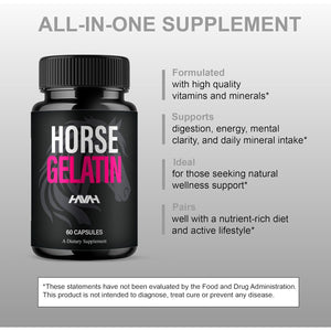 Havah Horse Gelatin Advanced Overall Support Capsules, Horse Gelatin Advanced All Natural Health Management and Overall Wellness Support Supplement Formula Pills (1 Pack - 60 Capsules)