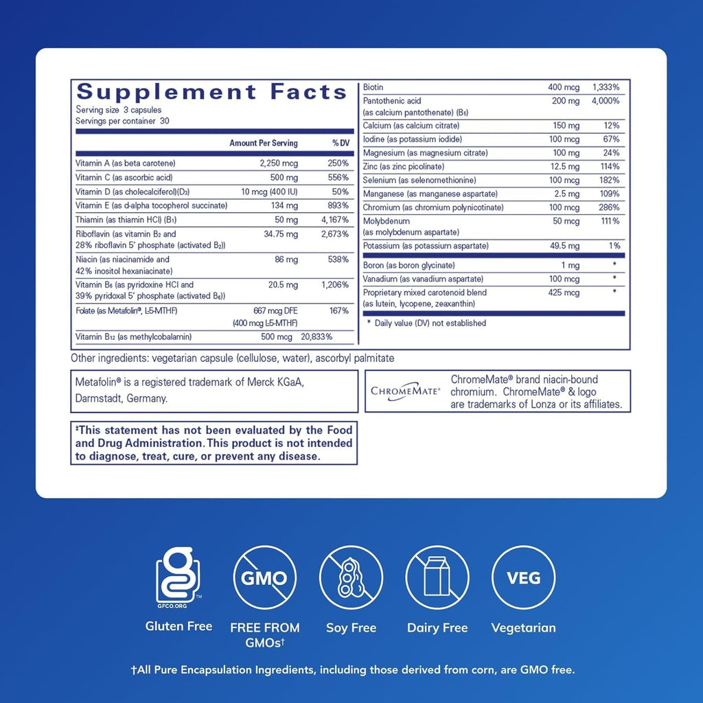 Pure Encapsulations Nutrient 950 without Copper & Iron | Hypoallergenic Multi-Vitamin/Mineral Formula for Optimal Health | 90 Capsules