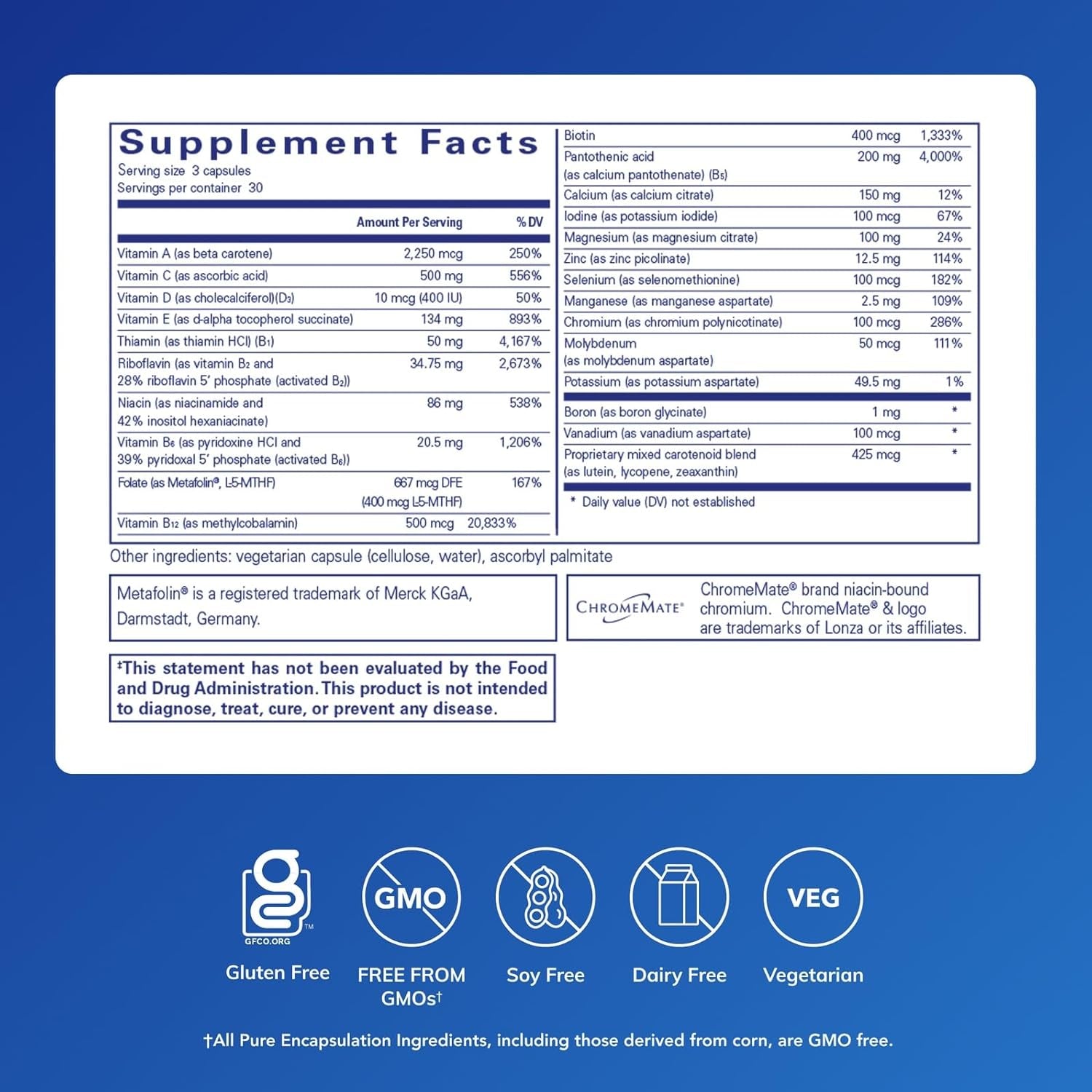 Pure Encapsulations Nutrient 950 without Copper & Iron | Hypoallergenic Multi-Vitamin/Mineral Formula for Optimal Health | 90 Capsules