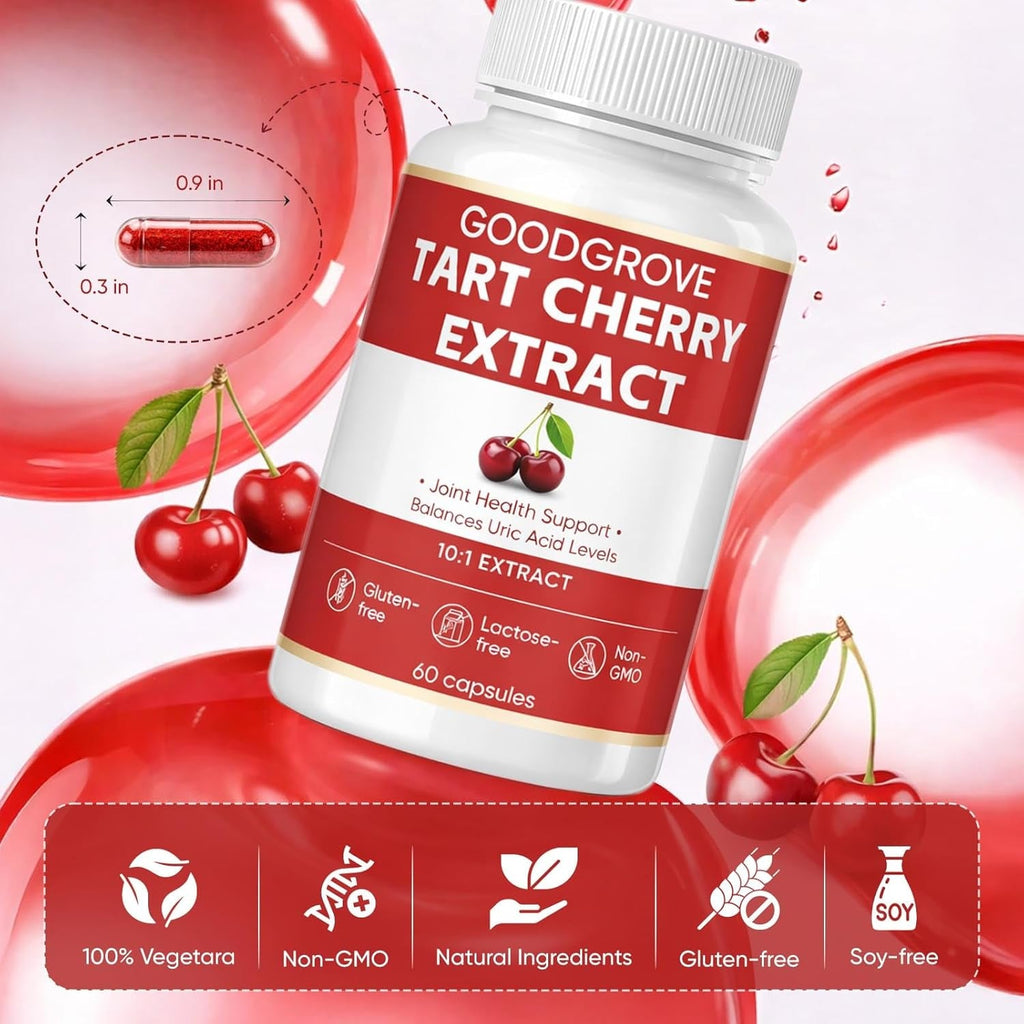 Good Grove Tart Cherry Extract, Tart Cherry, Supports Joint Comfort | Daily Wellness, Vegan Non-Gmo, 60 Capsules