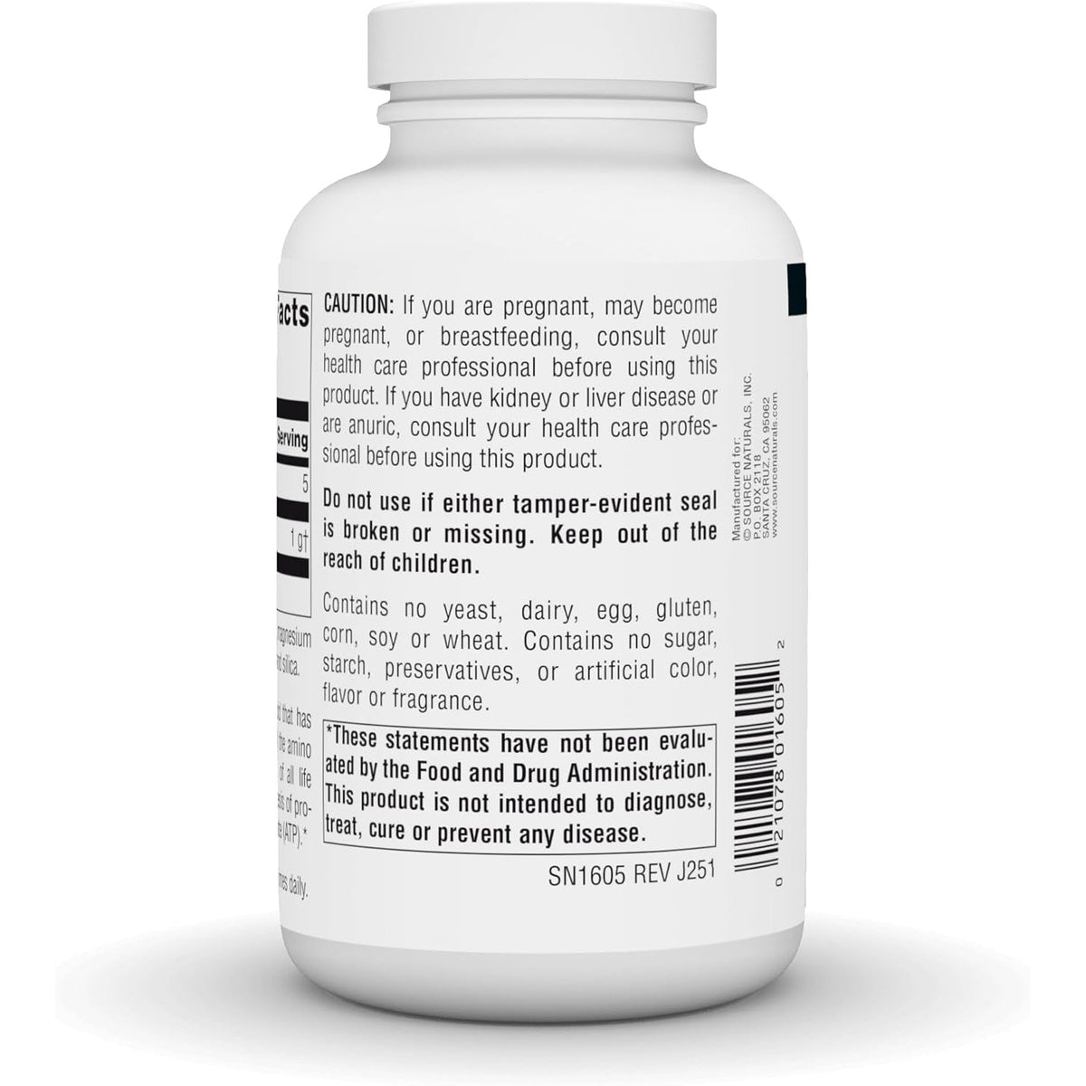 Source Naturals Glycine, Dietary Supplement - 500 Mg - 200 Capsules