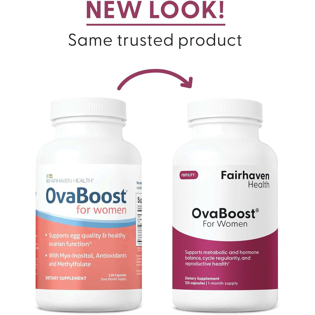 Fairhaven Health Ovaboost Fertility Supplements for Women | Conception for Her Support Ovulation & Egg Quality with Myo-Inositol & Folate | Prenatal Vitamin Natural Fertility Support | 120 Capsules