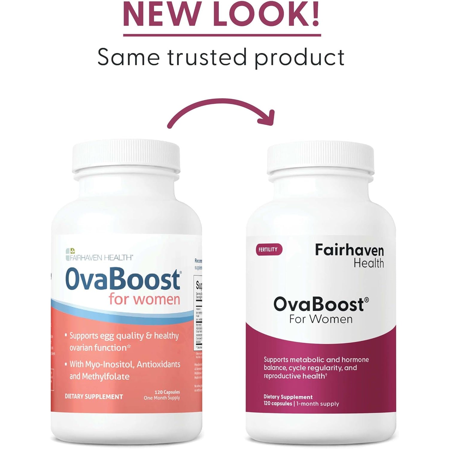 Fairhaven Health Ovaboost Fertility Supplements for Women | Conception for Her Support Ovulation & Egg Quality with Myo-Inositol & Folate | Prenatal Vitamin Natural Fertility Support | 120 Capsules