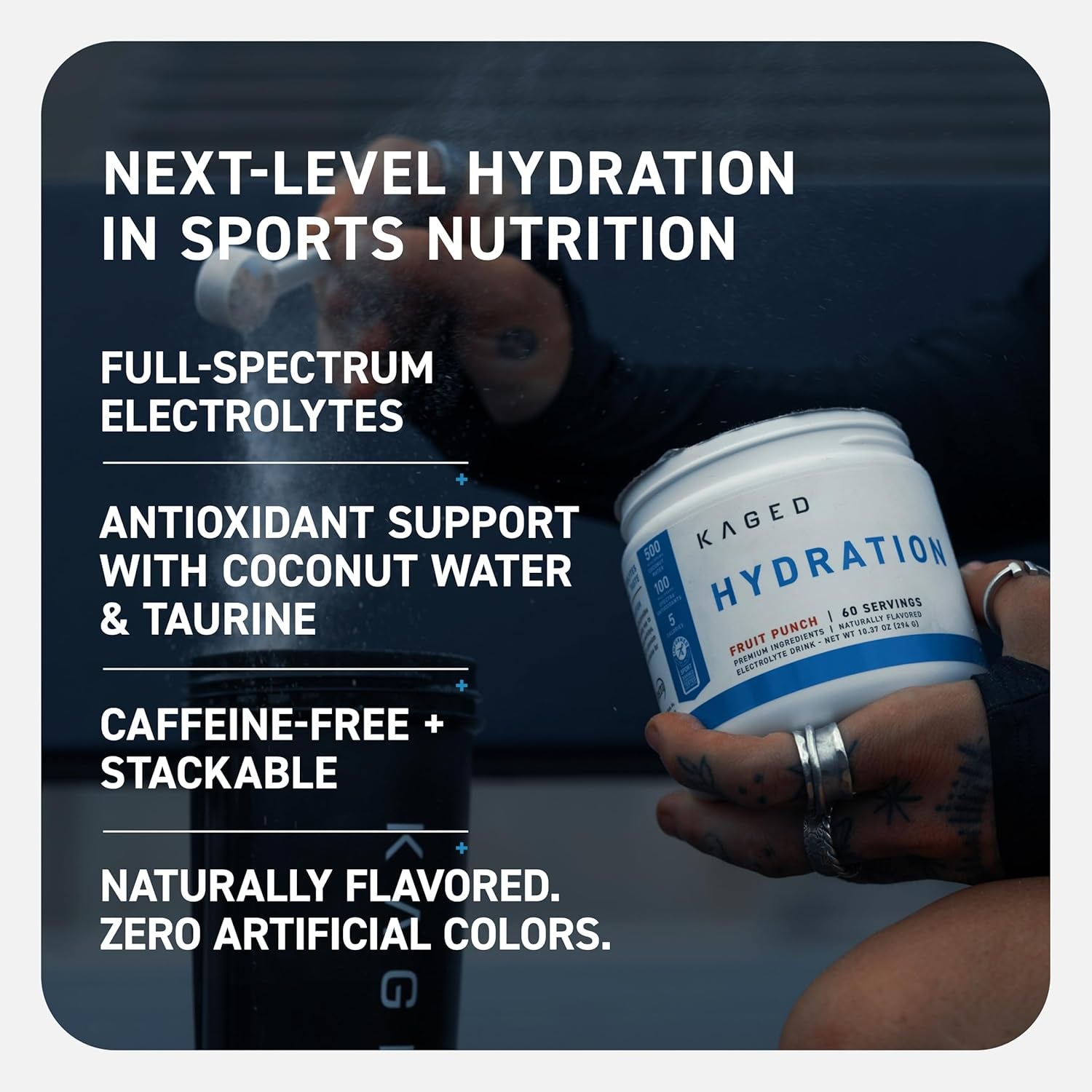 Kaged Electrolyte Hydration Powder Hydracharge Apple Limeade Sports Drink for Men and Women Pre, Post, Intra Workout Supplement 60 Servings
