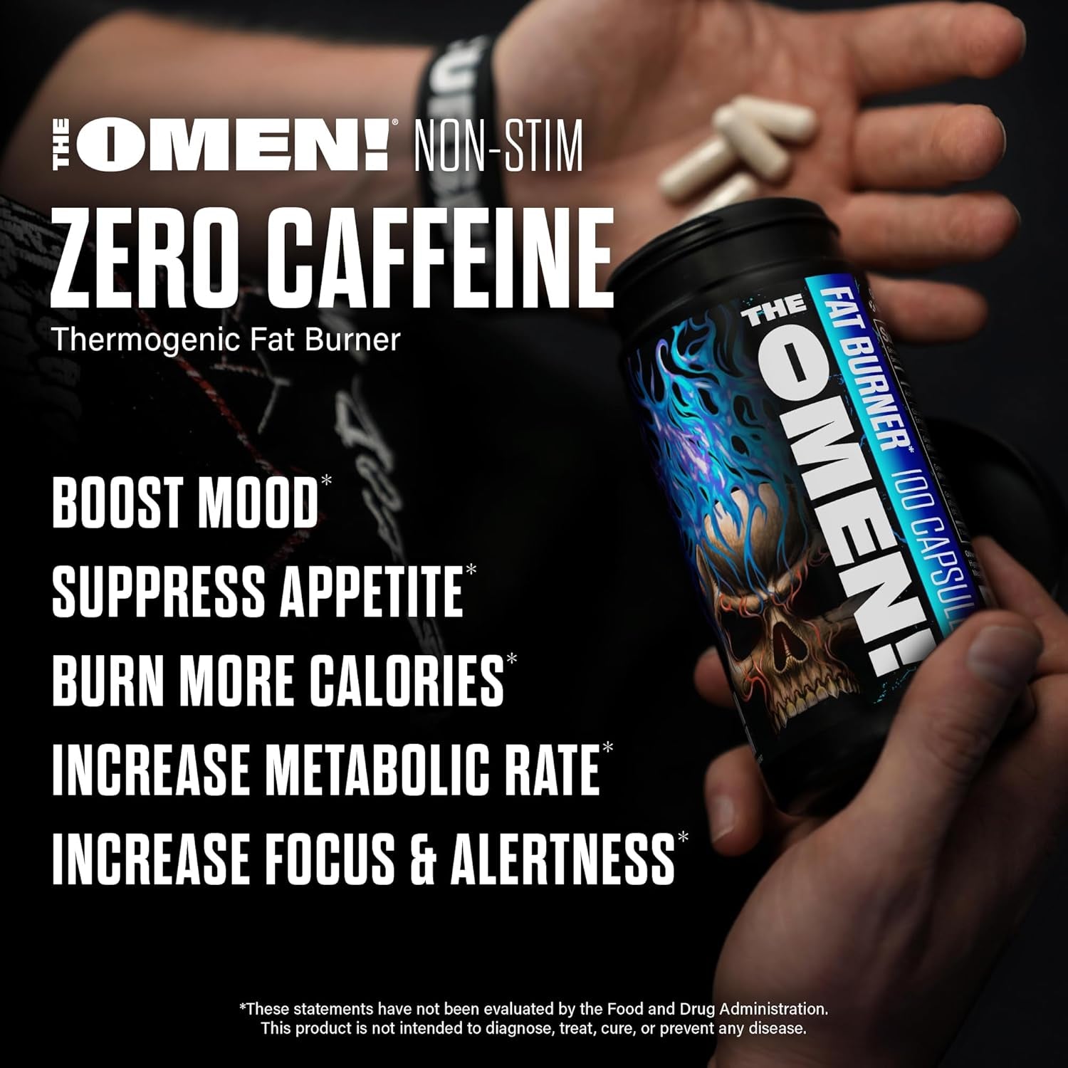 JNX SPORTS the Omen! Non‑Stimulant Thermogenic Fat Burner for Men & Women | Weight Loss Supplement, Caffeine‑Free & Appetite Suppressant | 100 Capsules