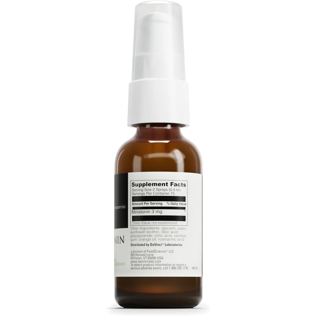 DAVINCI Labs Liposomal Melatonin Spray - Sleep Support Supplement - Bedtime Spray with 3Mg Melatonin per Serving - Fast-Acting Formula - Supports Restful Sleep - 30 Ml