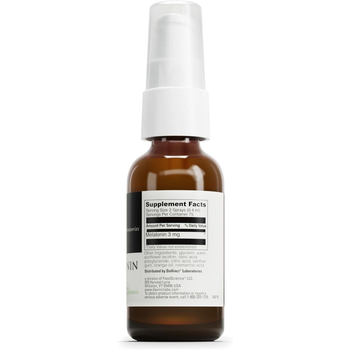 DAVINCI Labs Liposomal Melatonin Spray - Sleep Support Supplement - Bedtime Spray with 3Mg Melatonin per Serving - Fast-Acting Formula - Supports Restful Sleep - 30 Ml