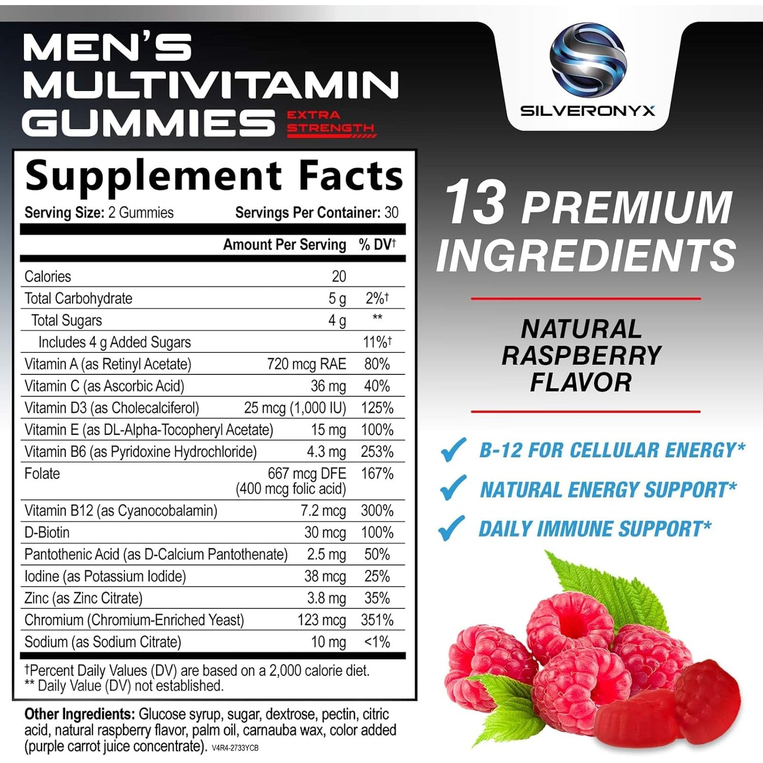 Multivitamin for Men - Complete Daily Mens Multivitamin Gummies with Vitamin D, B Vitamins, Zinc & More - Energy, Memory, Focus & Immune Health Support - 13 Essential Vitamins & Minerals - 60 Capsules