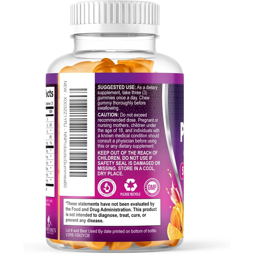 Probiotics for Digestive Health Gummies - 6 Unique Strains for Daily Immune Support & Gut Health, Supports Constipation, Gas & Bloating - Best Probiotic Supplement Gummy for Women & Men - 60 Gummies