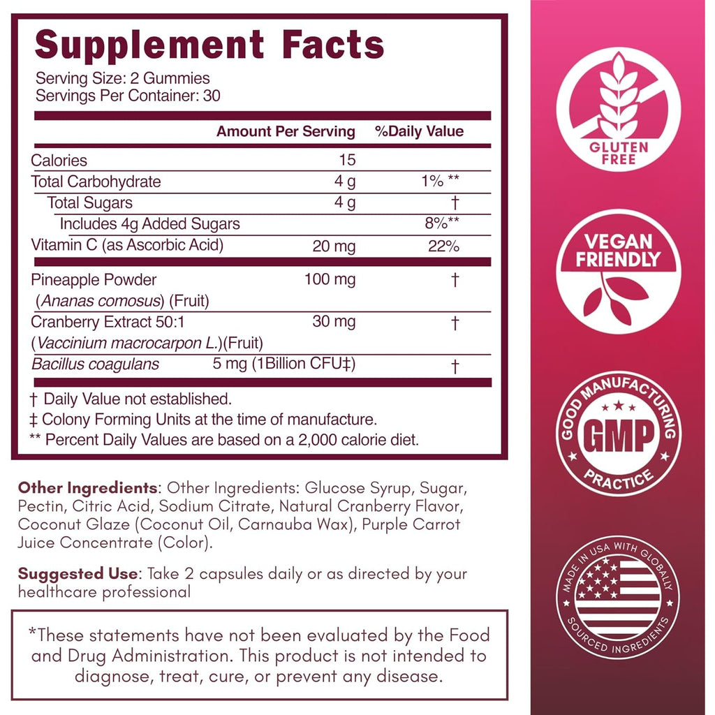 SOON+ Feminine Balance Gummies for Women, V-Sync Pineapple Probiotics for Ph Balance Support * Vaginal, Urinary, Immune, Digestive Wellness * with Bacillus Coagulans, Cranberry, Vitamin C, 60 Gummies