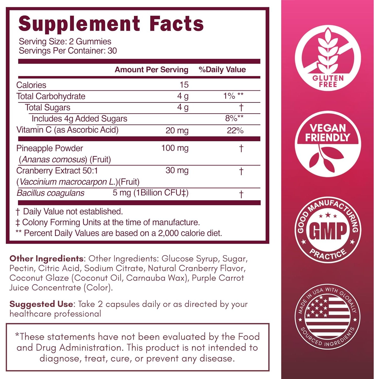 SOON+ Feminine Balance Gummies for Women, V-Sync Pineapple Probiotics for Ph Balance Support * Vaginal, Urinary, Immune, Digestive Wellness * with Bacillus Coagulans, Cranberry, Vitamin C, 60 Gummies