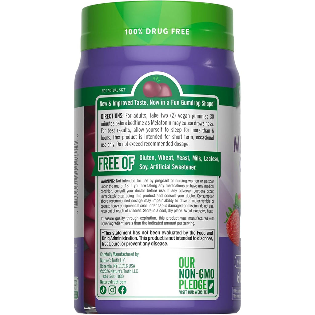 Nature'S Truth Melatonin Gummies | 12Mg | Mixed Berry Flavor | Vegan, Non-Gmo & Gluten Free Supplement