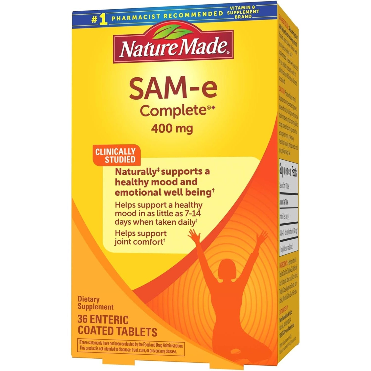 Sam-E Complete 400 Mg Tablets, 36 Count Value Size, Supports a Healthy Mood & Joint Comfort