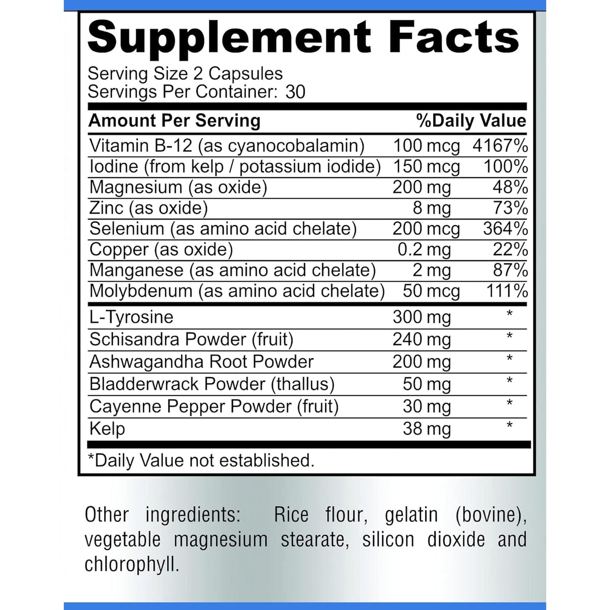 Thyroid Support with Iodine - Metabolism Booster, Energy Booster, Increase Focus - Premium Non-Gmo Thyroid Supplement 60 Capsules