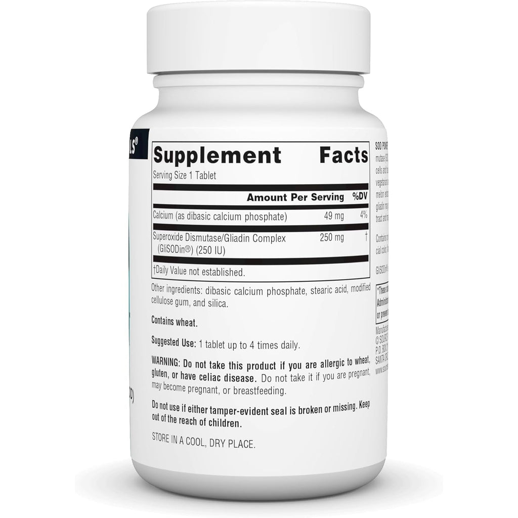 Source Naturals SOD Power as Glisodin Superoxide Dismutase Nutricosmetic Supplement 250Mg - 60 Tablets
