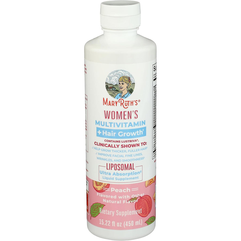 MARYRUTH'S Women'S Multivitamin + Lustriva Hair Growth Liposomal | Biotin 10000Mcg | Clinically Tested for Thicker, Fuller Hair, Improved Facial Fine Lines & Wrinkles | Ages 18+ | 15.22 Fl Oz