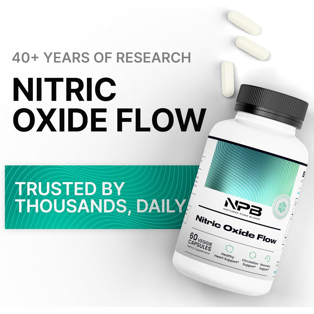 Nature'S Pure Blend Nitric Oxide Supplements for Men – L-Arginine L-Citrulline – Heart Support & Flow Circulation Booster – 1500MG L Arginine and L Citrulline, Preworkout, Bodybuilding