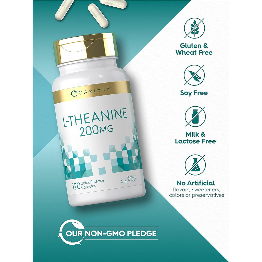 Carlyle L-Theanine 200Mg Supplement | 120 Capsules | Non-Gmo, Gluten Free