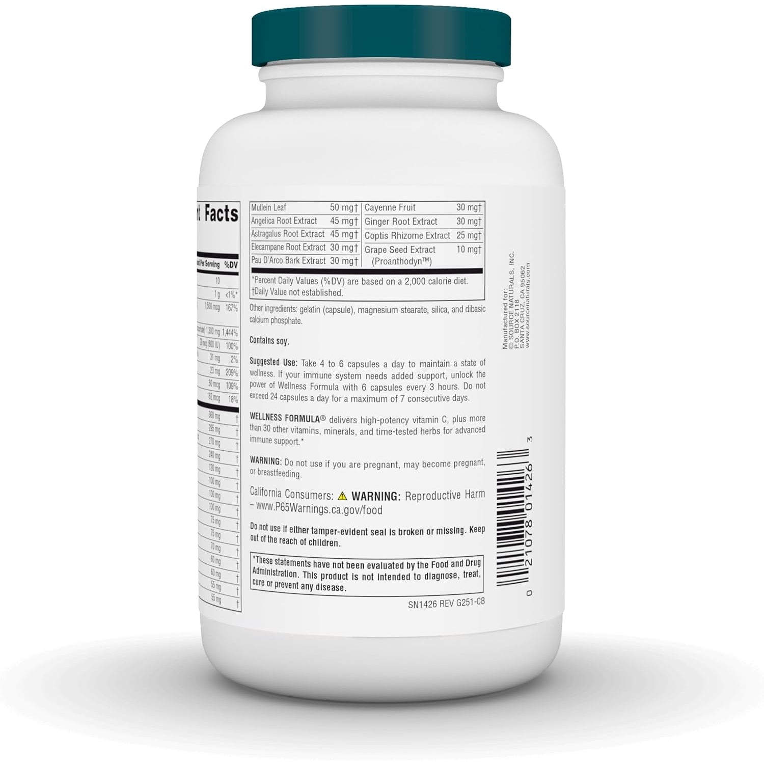 Source Naturals Wellness Formula Bio-Aligned Vitamins & Herbal Defense Advanced Immune Support* - Dietary Supplement & Immunity Booster - 240 Capsules