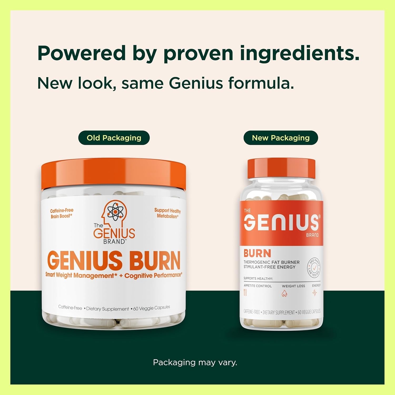 Genius Thermogenic Fat Burner, 60 Diet Veggie Pills - Weight Loss & Metabolism Supplement, Appetite Suppressant & Energy Booster - Caffeine-Free Nootropic Focus & Brain Boost - Ashwagandha & Teacrine