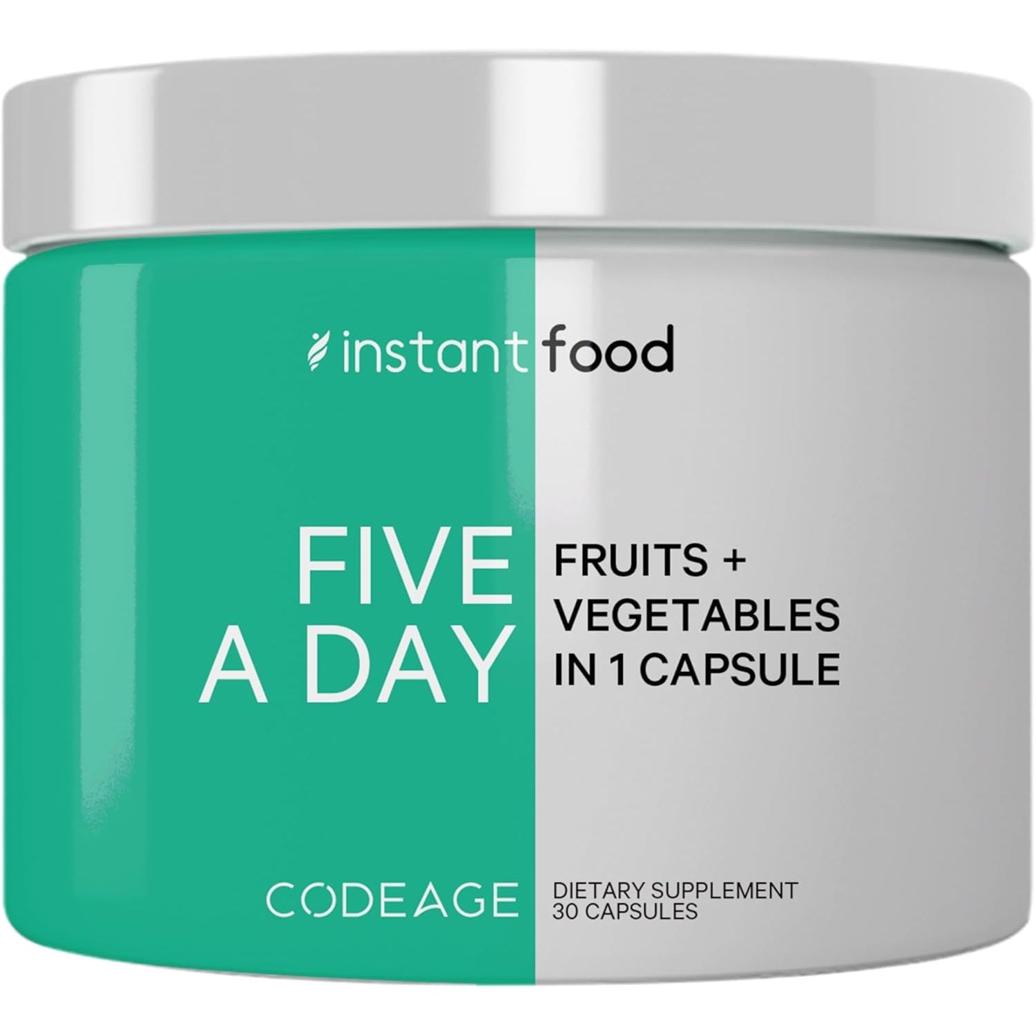 Codeage Instantfood Five a Day – Fruits & Vegetables Capsule Supplement – Whole Food Phytonutrients – 15 Fruits and Veggies Blend - Vegan, Non-Gmo – 30 Capsules