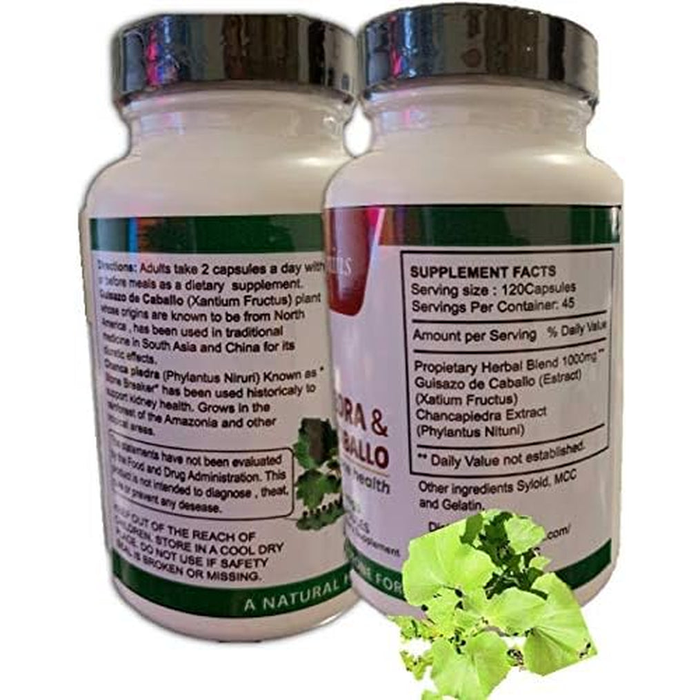 Guisazo De Caballo and Chancapiedra by Life Naturals 120 Caps Chanca Piedra Pure