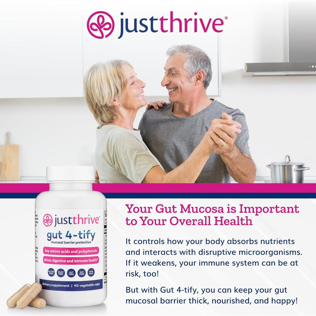 Just Thrive Gut 4-Tify - Gut Health Supplements for Women and Men - anti Bloat, 90 Vegetable Capsules