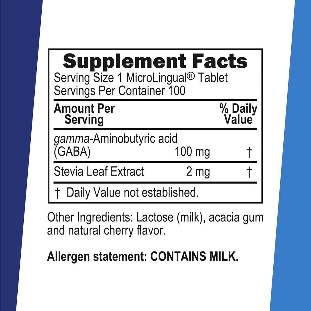 Superior Source GABA 100 Mg - Brain & Nervous System Support Supplement - Gamma-Aminobutyric Acid Supplement Aids Healthy & Relaxed Sleep - Bariatric Friendly - 100 Sublingual Dissolving Tablets