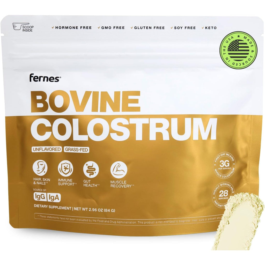 Grass Fed Whole Bovine Colostrum Powder for Women & Men – First Day Milking, Non GMO, Soy Free, Keto, Gluten Free – 28 Servings, 2.96 Oz, Unflavored, Made in USA
