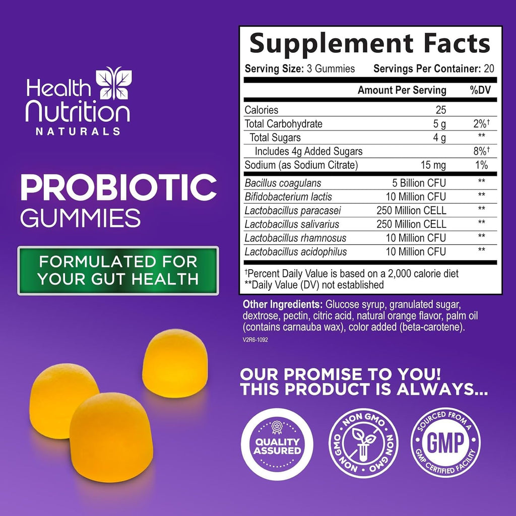 Probiotic Gummies for Women & Men - Advanced Multi-Strain Probiotic Formula - Gut & Digestive Health Support Gummy for Occasional Bloating - Daily Acidophilus Probiotics Supplement - 60 Gummies