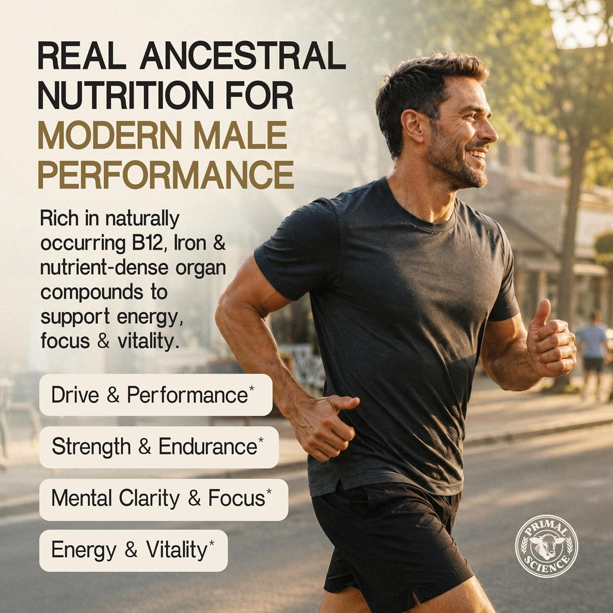 Beef Organ Supplement for Men 100% Grass Fed Beef Testicle, Prostate, Liver & Bone Matrix High Absorption with Black Pepper Non-Gmo, Hormone Free, Made in USA 90 Capsules