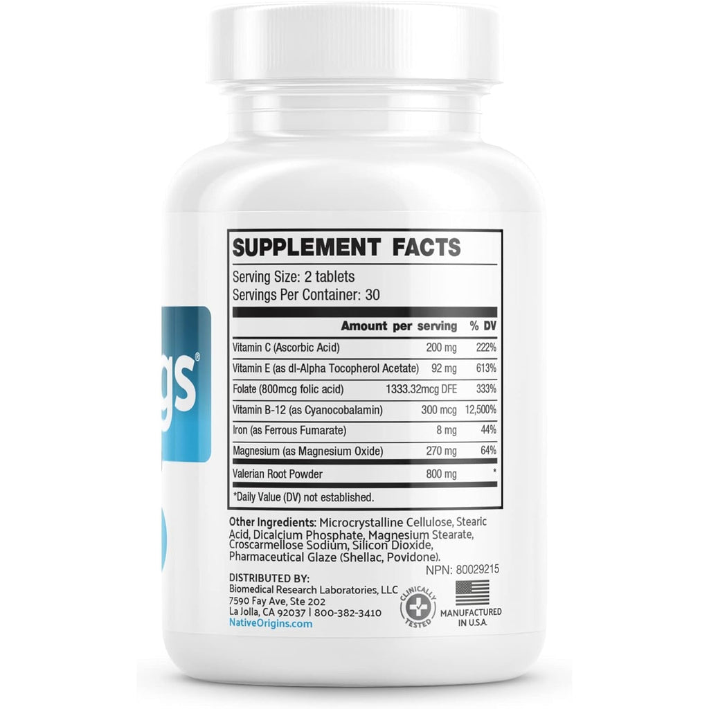 Natural for Natural Itching, Crawling, Tingling and Agitated Leg with Iron, Magnesium, and Valerian Root (60 Tablets)…