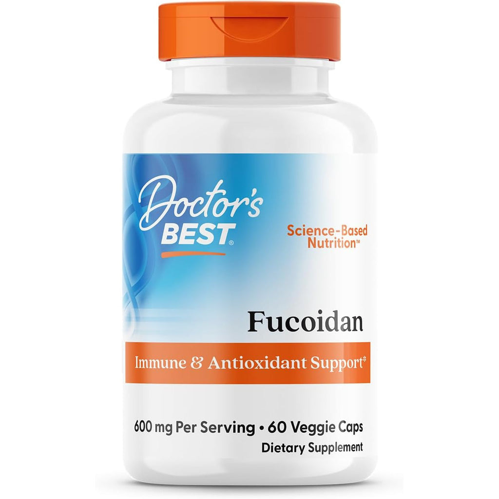 Doctor'S Best Fucoidan Supplement for Men & Women - Fucoidan Extract Capsules from Seaweed, Immune Health & Antioxidant Support, 600 Mg per Serving, Gluten Free, Non-Gmo, Vegan - 60 Veg Caps