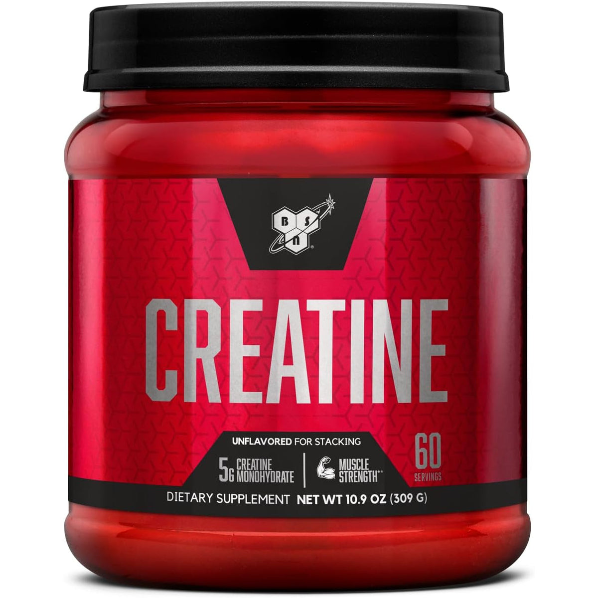 BSN Micronized Creatine Monohydrate Powder, Unflavored Creatine Powder, Micronized, Supports Muscle Building, Supports Muscle Strength, Gym Supplement, 5G per Serving, 5000Mg per Servings, 60 Servings