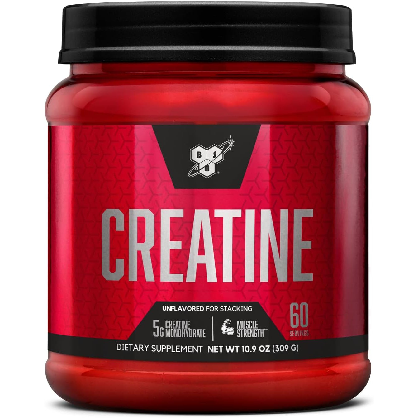 BSN Micronized Creatine Monohydrate Powder, Unflavored Creatine Powder, Micronized, Supports Muscle Building, Supports Muscle Strength, Gym Supplement, 5G per Serving, 5000Mg per Servings, 60 Servings