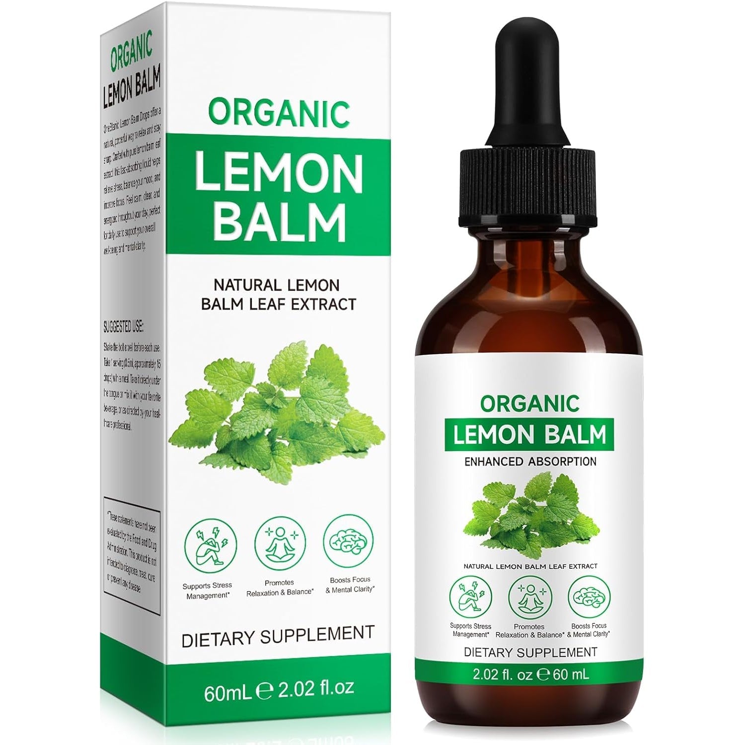 Lemon Balm Extract-Alcohol-Free, Natural Organic Lemon Balm Tincture Liquid for Women & Men, Helps to Relax, 590Mg- 2.02 Fl.Oz