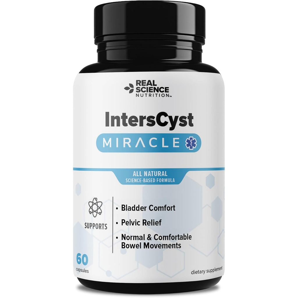 Real Science Interscyst Miracle – All Natural Supplement for Interstitial Cystitis Relief and Constipation with Vitamins C, D, B12 & K + Nitric Oxide Support – Bladder & Kidney Health Support, 60 Caps