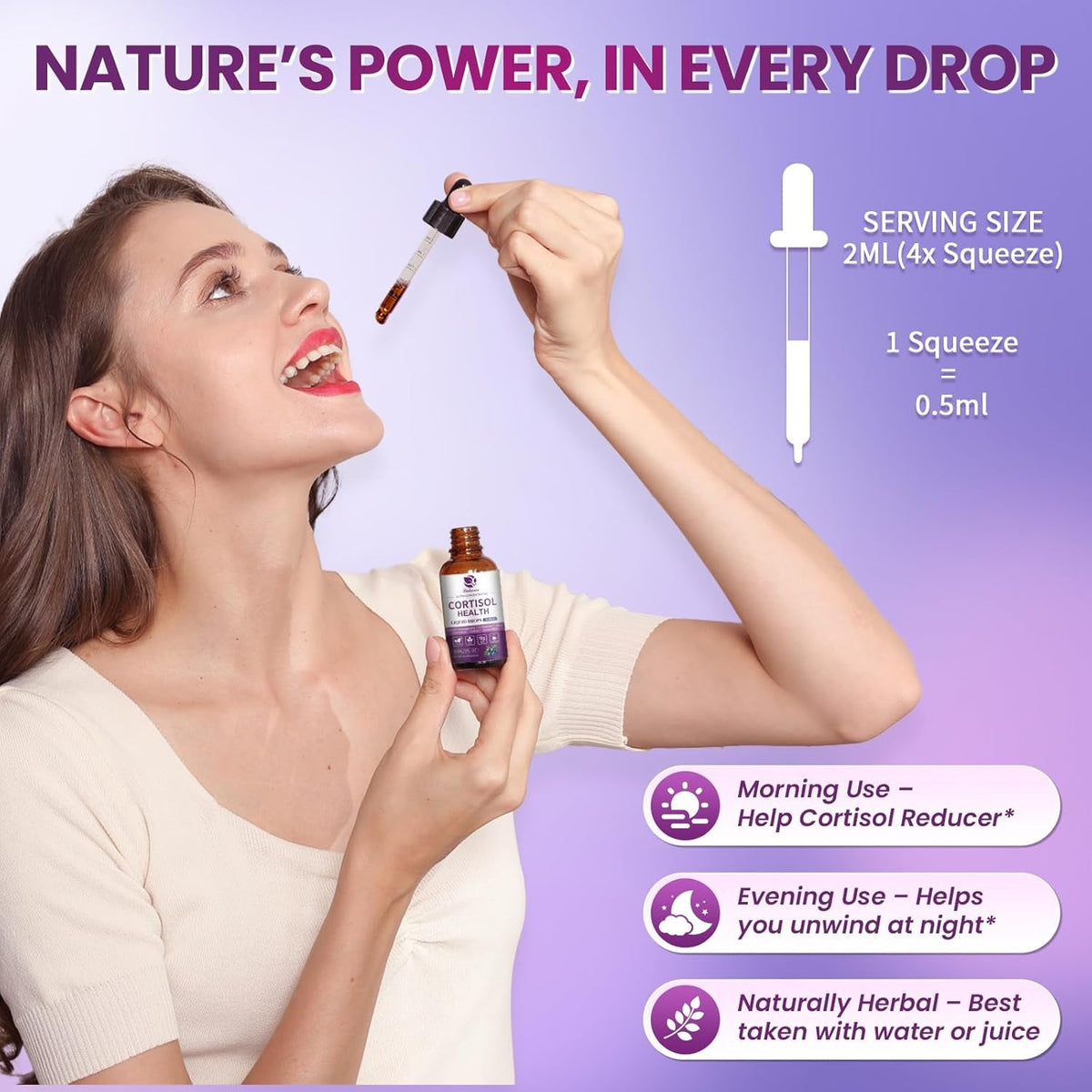 Cortisol Supplements for Women, Cortisol Reducer Manager Detox with KSM-66® Ashwagandha, Kava, Lemon Balm & Vitamin C B5 B6, Lower Cortisol, Hormone Harmony Liquid Drops, 2 FL.OZ, Blueberry Flavor