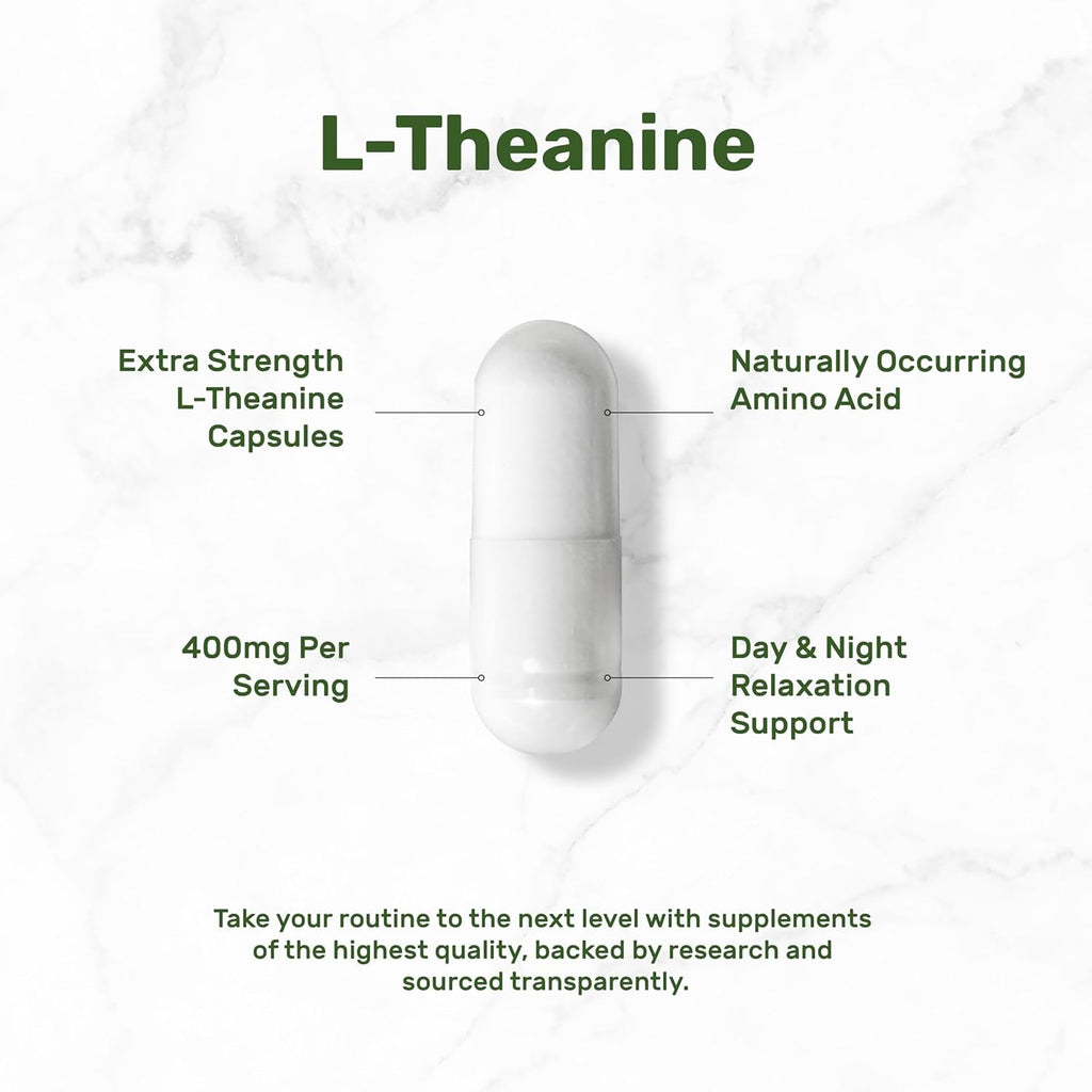 L-Theanine 400Mg, 400 Capsules – Extra Strength Theanine Supplement – Amino Acids for Focus & Relaxation Support – Non-Gmo & Gluten Free