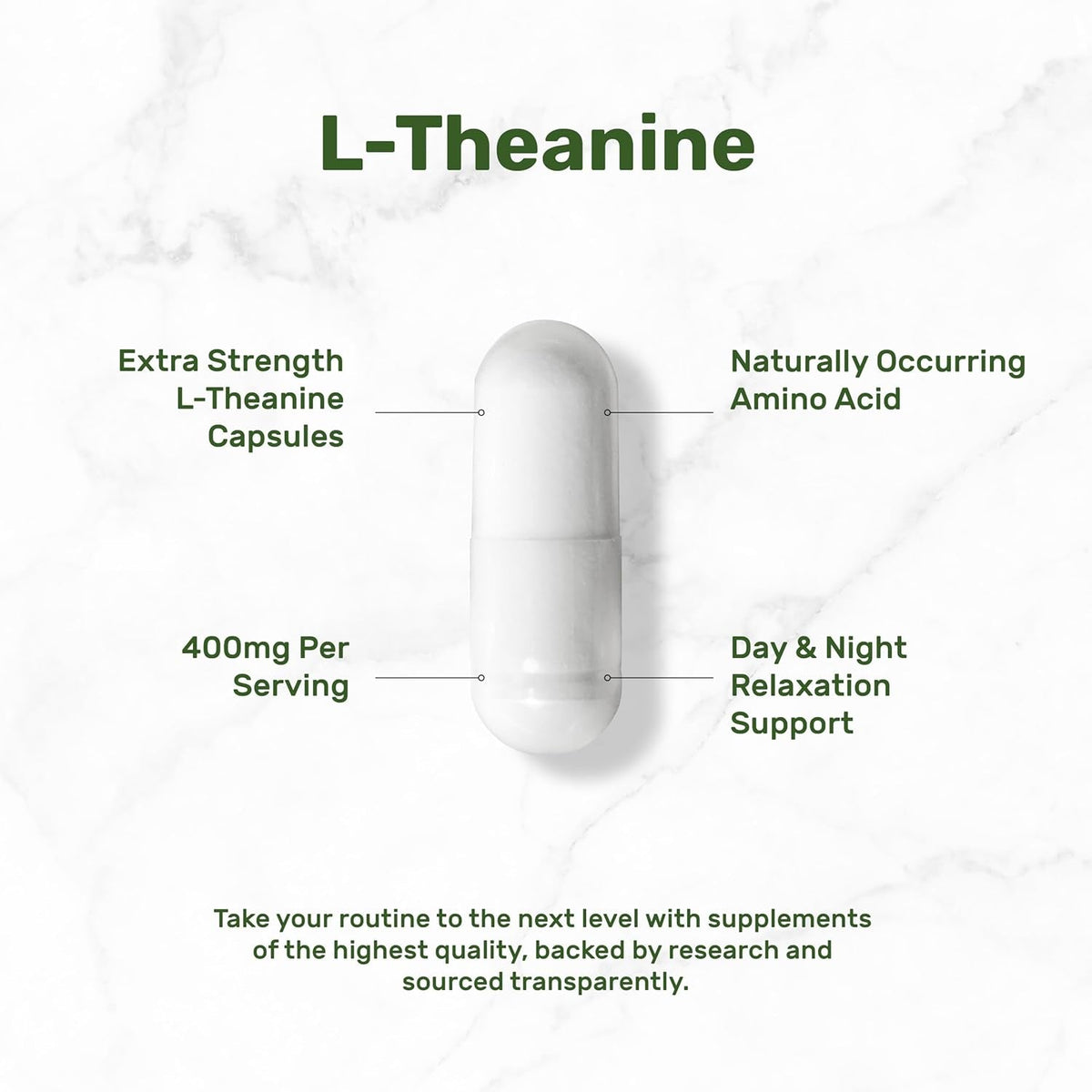 L-Theanine 400Mg, 400 Capsules – Extra Strength Theanine Supplement – Amino Acids for Focus & Relaxation Support – Non-Gmo & Gluten Free