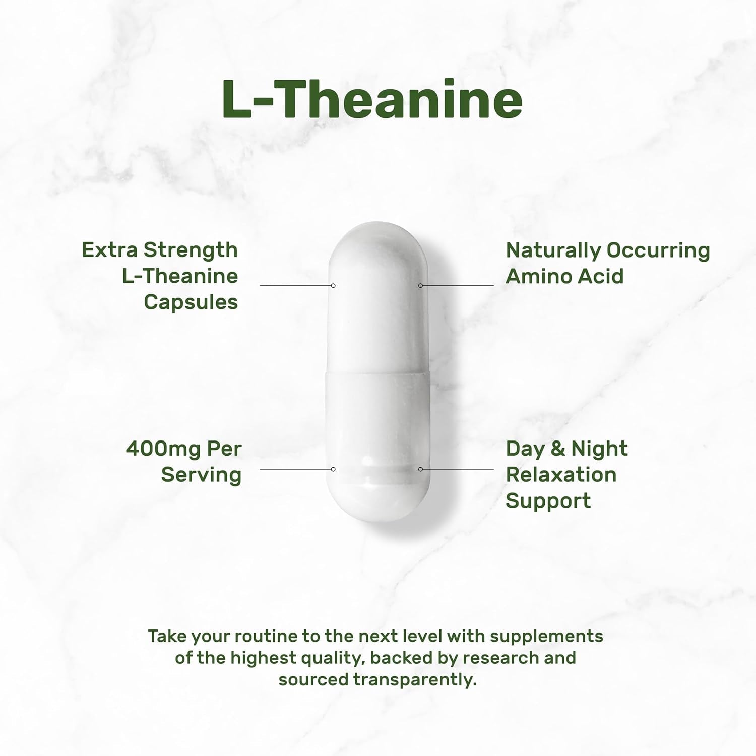 L-Theanine 400Mg, 400 Capsules – Extra Strength Theanine Supplement – Amino Acids for Focus & Relaxation Support – Non-Gmo & Gluten Free