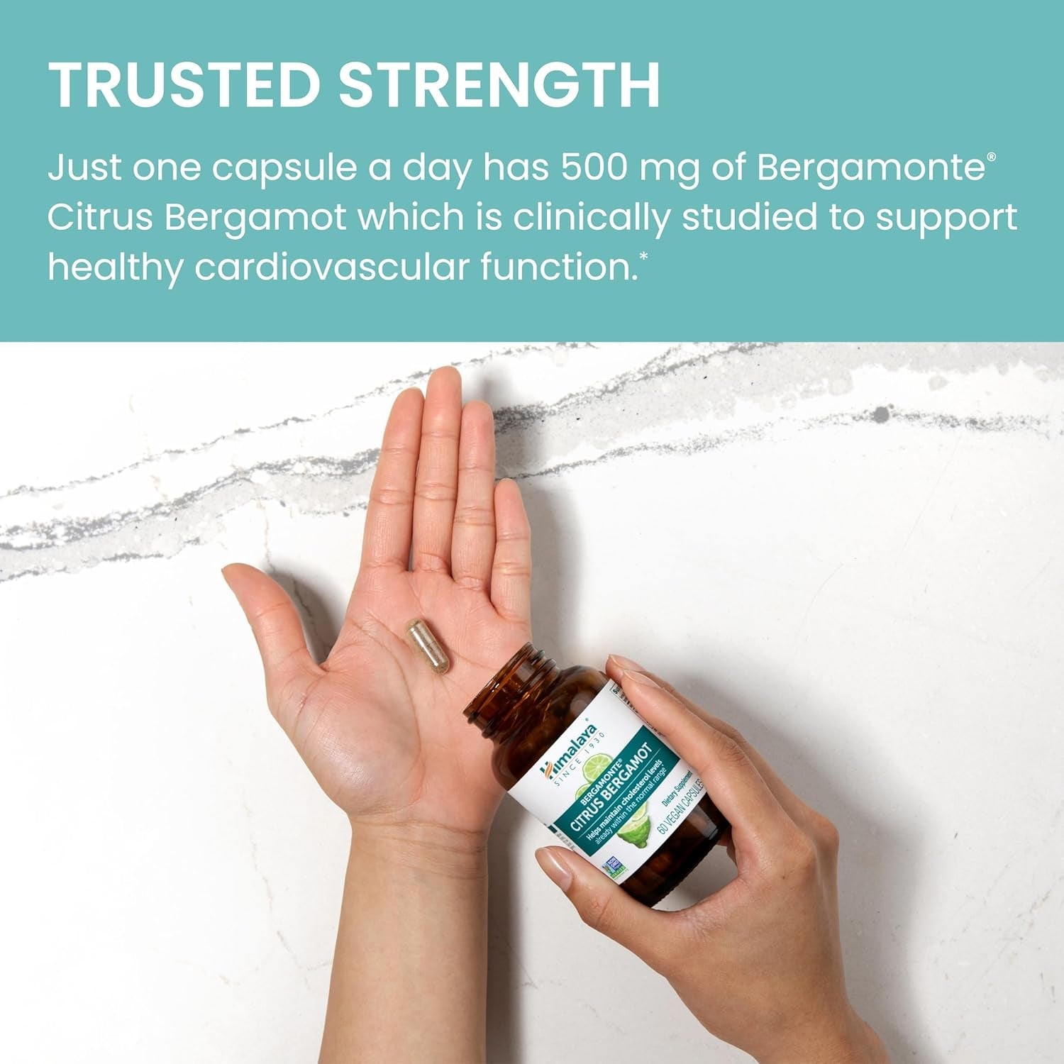 Himalaya Citrus Bergamot, Herbal Supplement for Daily Wellness, Vegan, Gluten Free, 500 Mg Bergamonte® Extract, 60 Capsules