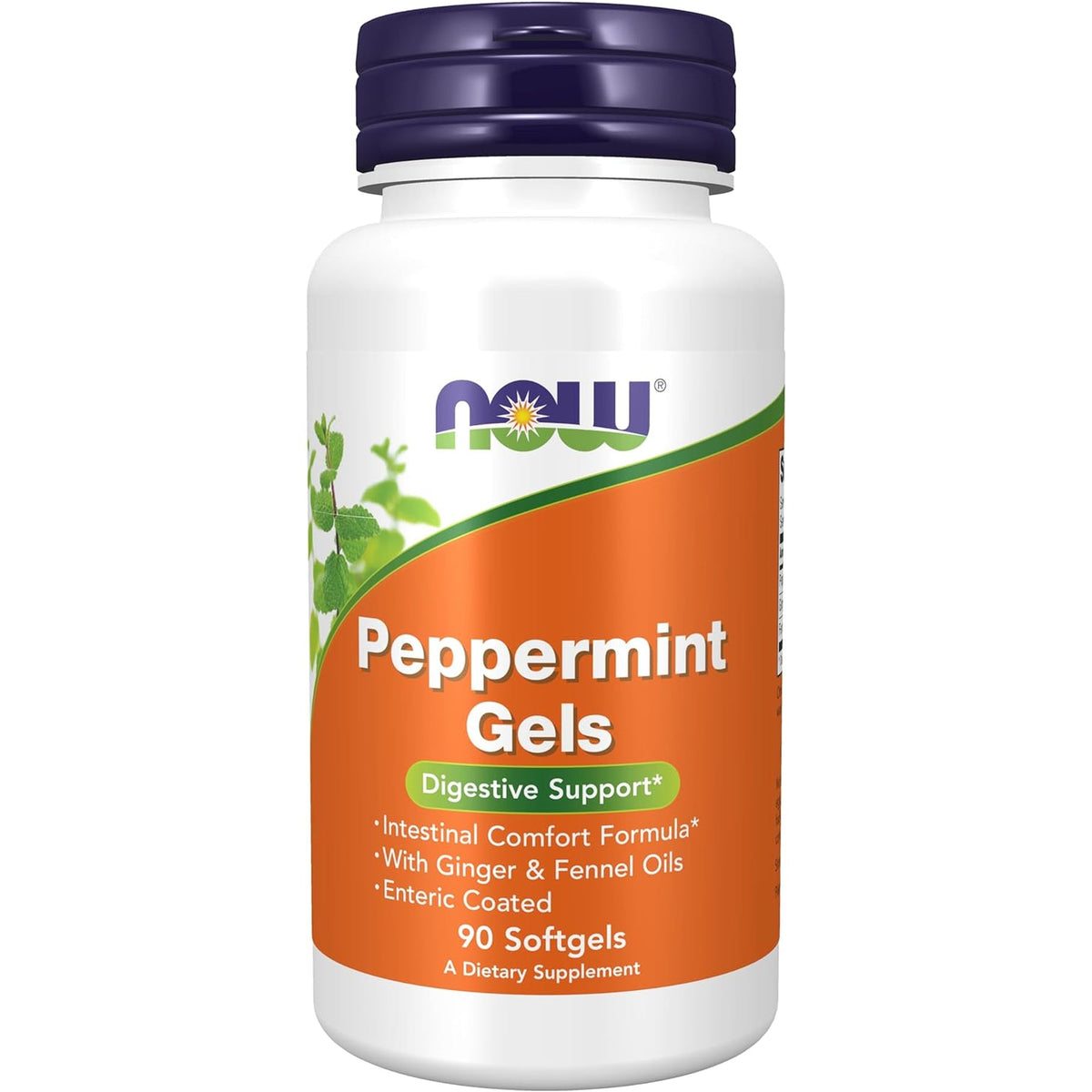 NOW Foods Supplements, Peppermint Gels with Ginger & Fennel Oils, Enteric Coated, Digestive Support*, 90 Softgels