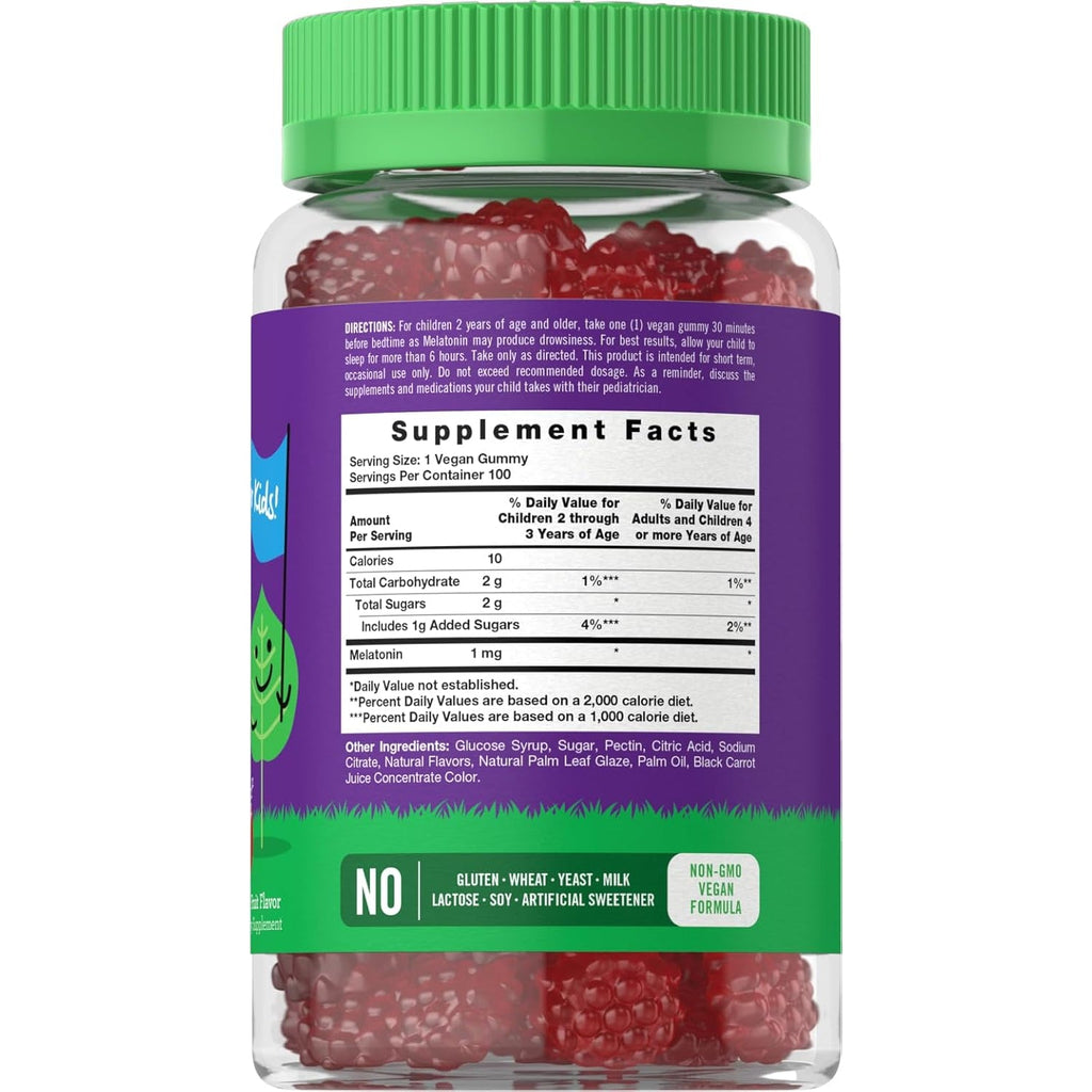 Carlyle Kids Melatonin Gummies | 1 Mg 100 Count | Fruit Flavor Gummy | Vegan, Non-Gmo, Gluten Free | by Lil Sprouts