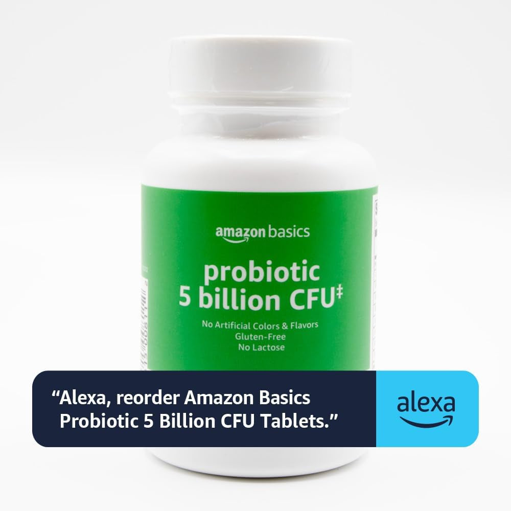 Amazon Basics Probiotic, 5 Billion CFU, No Artificial Colors & Flavors, Gluten-Free, 60 Vegetarian Capsules (Previously Solimo)